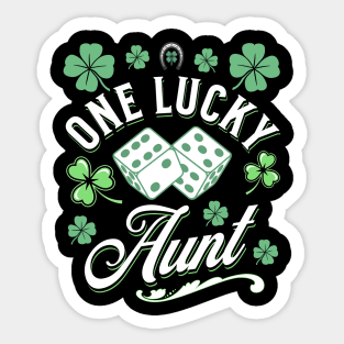 One Lucky Aunt St Patricks Day Clover Irish Dice Green Sticker